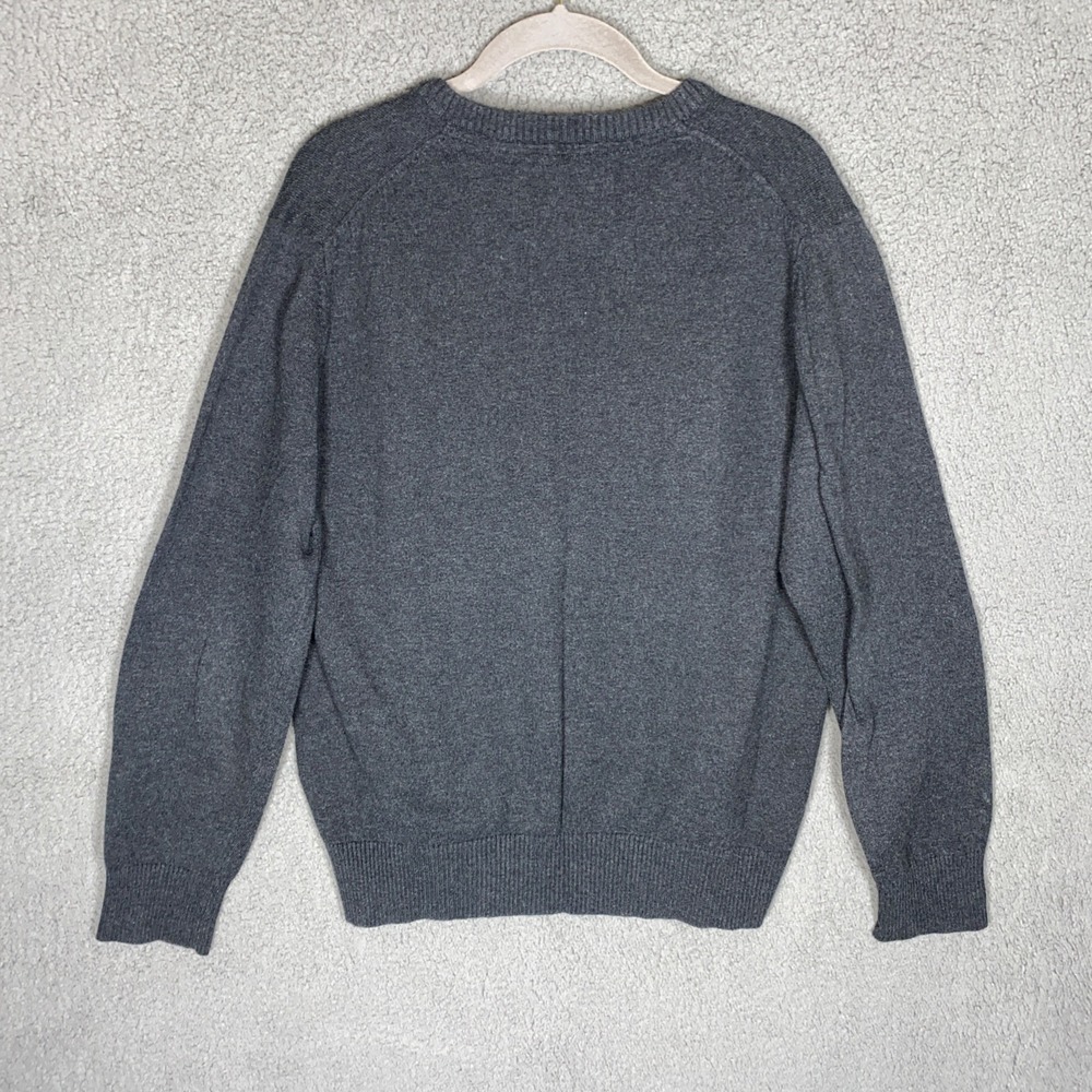 Eddie Bauer Men's Sz M Gray Cashmere Blend Cotton Long Sleeve V Neck Preppy - Picture 2 of 7